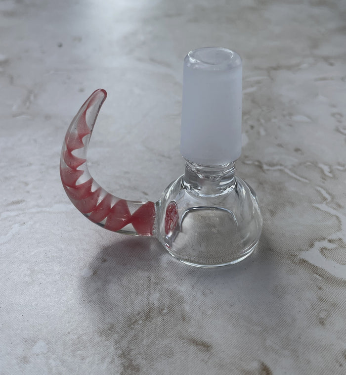 14mm Male thick glass bowl with Red Swirl in Horn