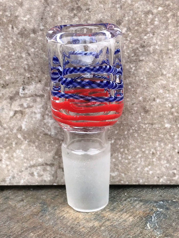 18mm Male Thick Glass, Square Shape, Herb Bowl - Colors may vary