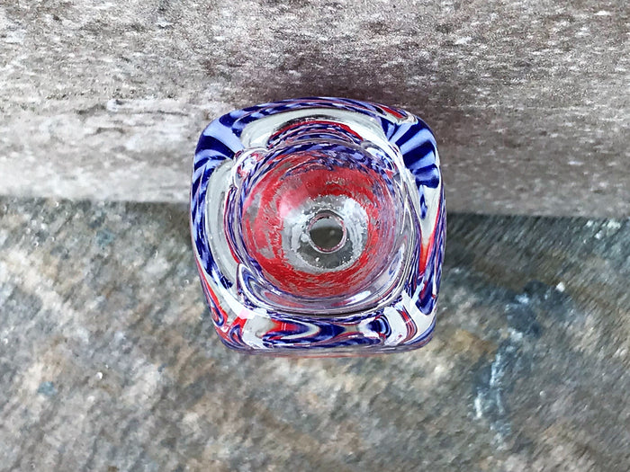 18mm Male Thick Glass, Square Shape, Herb Bowl - Colors may vary