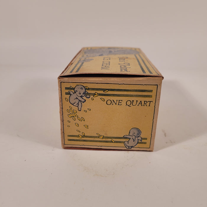 1921 Antique Van's Velvet Ice Cream Cardboard, Waxed Box, Cherubs