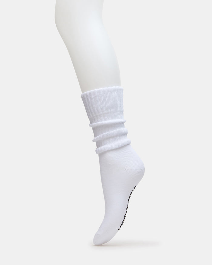 2 PACK RIBBED SLOUCH SOCKS BLACK/WHITE