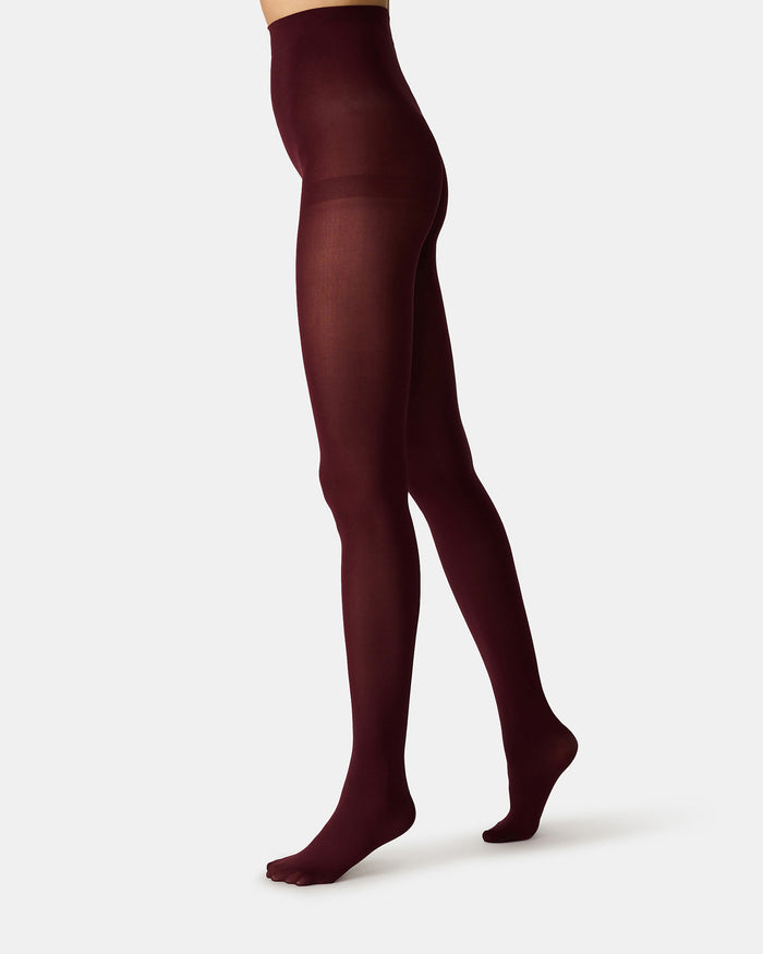2 PACK SOLID OPAQUE Burgundy Mesh Women's Tights Pack | Steve Madden