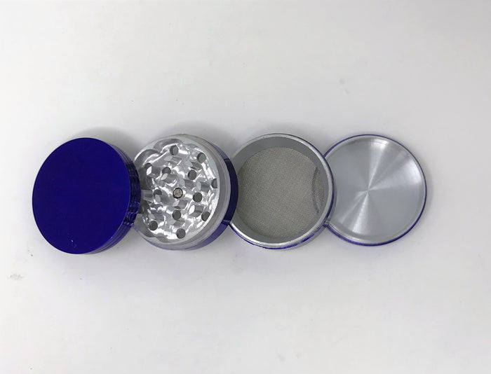 2'' Spice Herb Grinder with Pollen Catcher Metal 4 Part Grinder - Blue