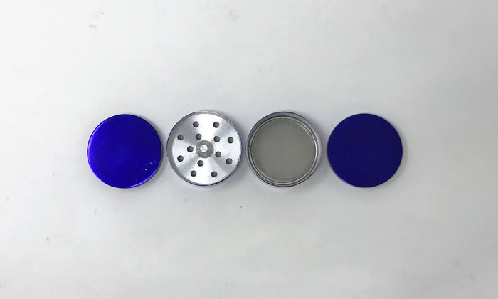 2'' Spice Herb Grinder with Pollen Catcher Metal 4 Part Grinder - Blue