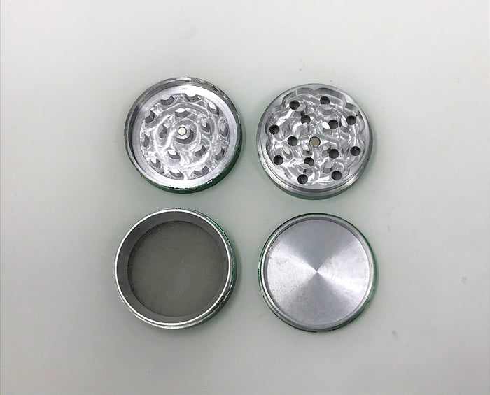 2'' Spice Herb Grinder with Pollen Catcher Metal 4 Part Grinder - Green