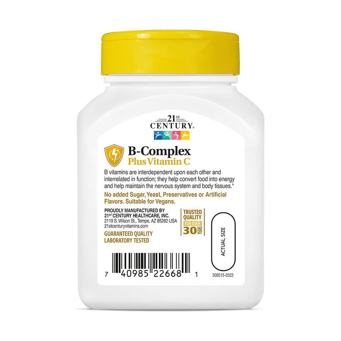 21st Century B-Complex with Vitamin C Caplets - 30 Tablets, Multivitamin Supplements