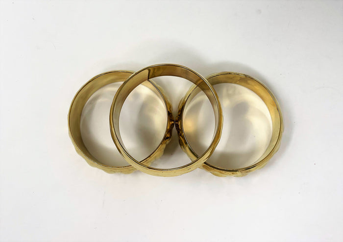 3 - Costume Brass Embossed Design Bangle Wide Bracelets + 1 FREE