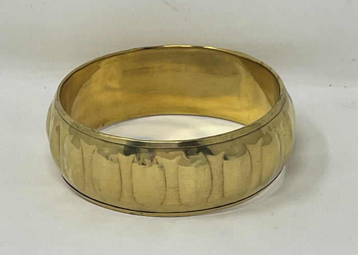 3 - Costume Brass Embossed Design Bangle Wide Bracelets + 1 FREE