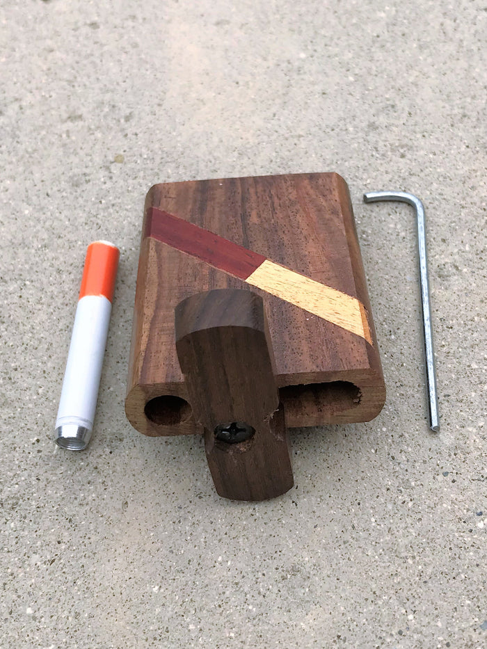 3" Pocket Size Natural Wood Dugout/Stash Box includes Metal Bat One Hitter & Cleaning Tool