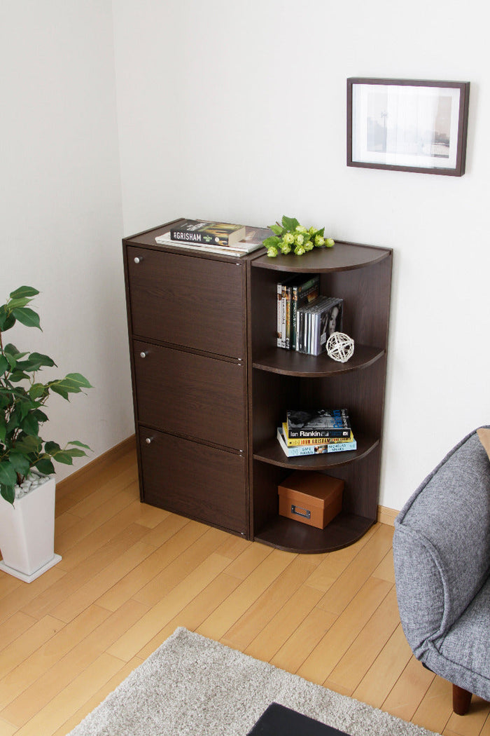 3-Tier Corner Curved Shelf Organizer, Brown - IRIS USA, Inc.