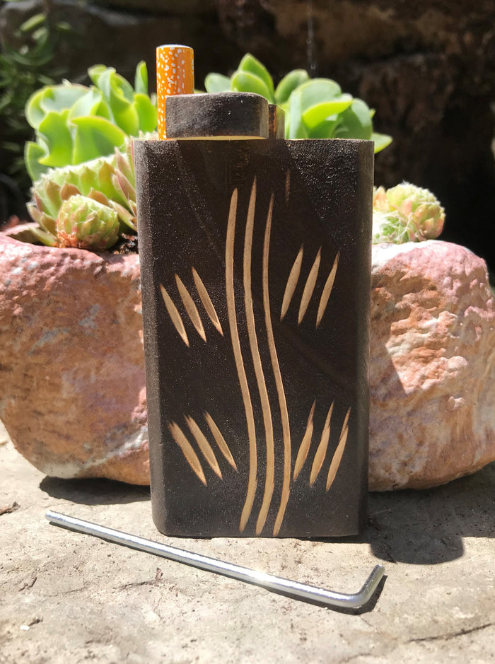4" Natural Wood Dugout/Stash Box with Markings & Cleaning Tool
