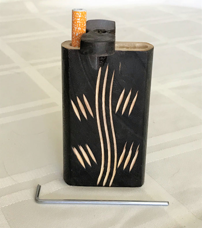 4" Natural Wood Dugout/Stash Box with Markings & Cleaning Tool