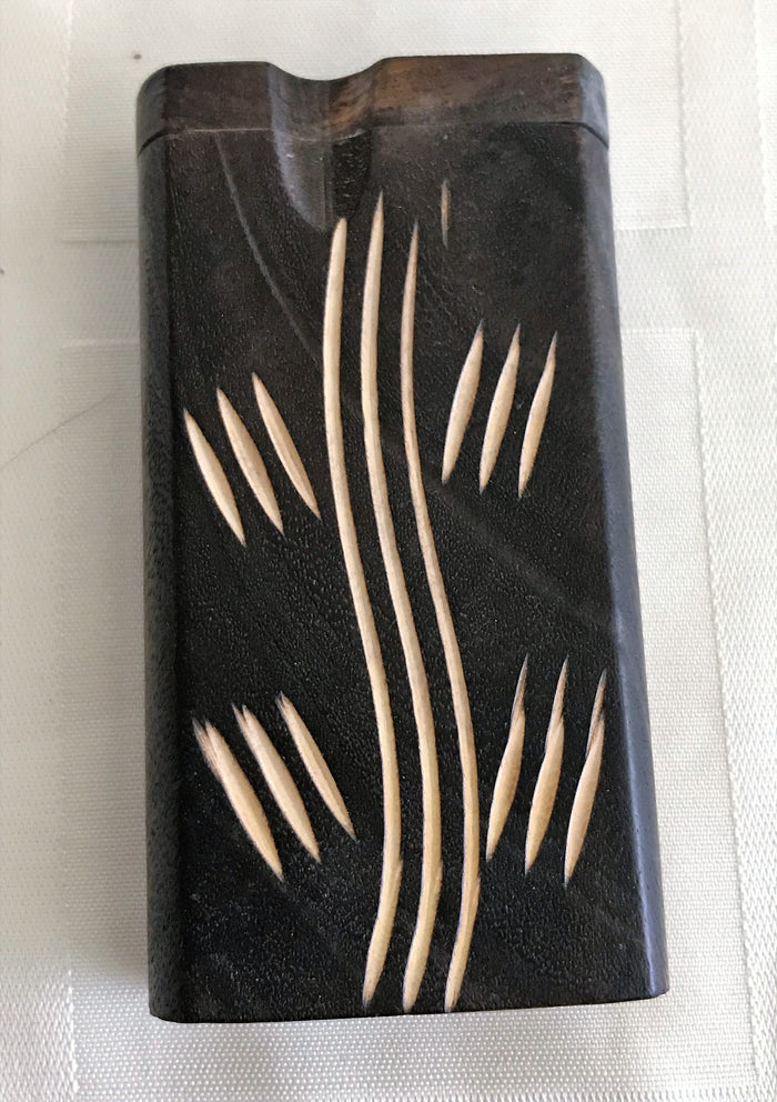 4" Natural Wood Dugout/Stash Box with Markings & Cleaning Tool