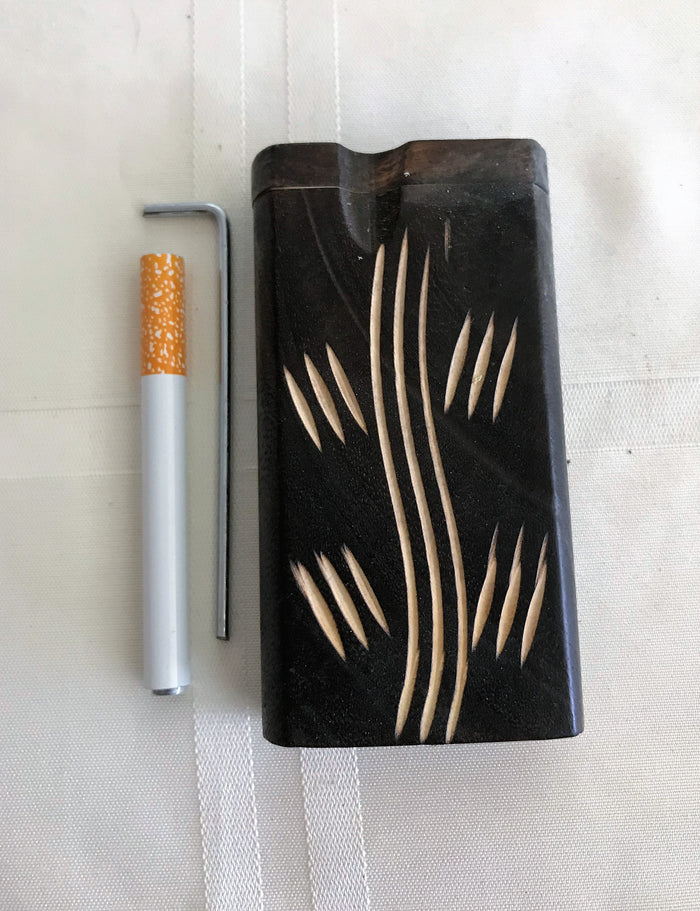 4" Natural Wood Dugout/Stash Box with Markings & Cleaning Tool