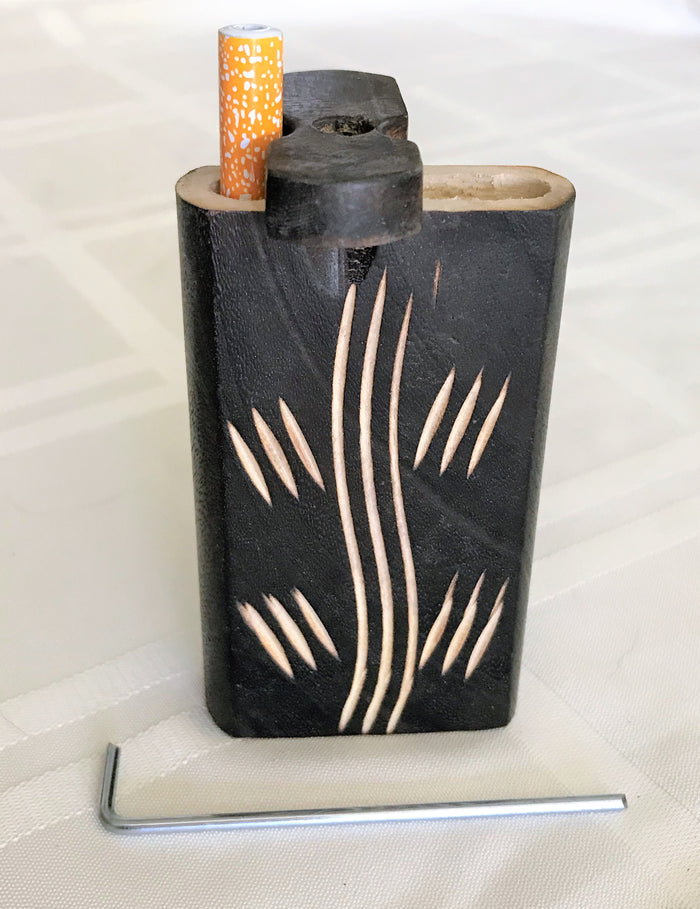 4" Natural Wood Dugout/Stash Box with Markings & Cleaning Tool
