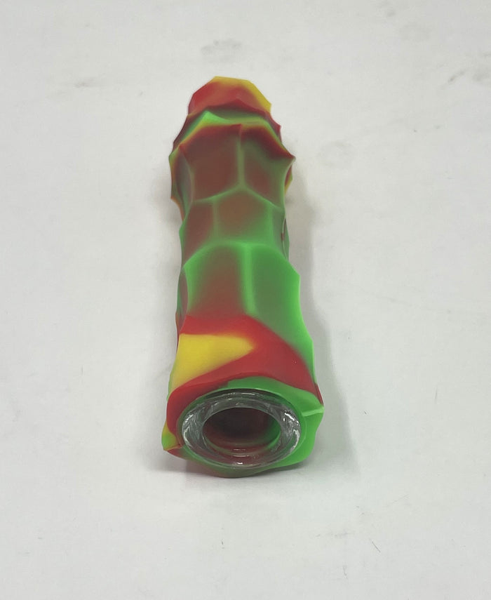 4" Silicone Chillum One Hitter with Glass 9 hole Bowl