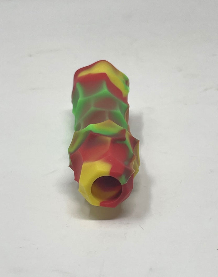 4" Silicone Chillum One Hitter with Glass 9 hole Bowl
