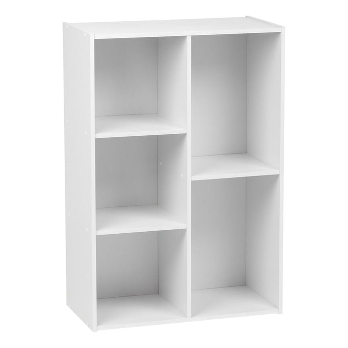 5-Compartment Wood Organizer Bookcase Storage Shelf, White - IRIS USA, Inc.