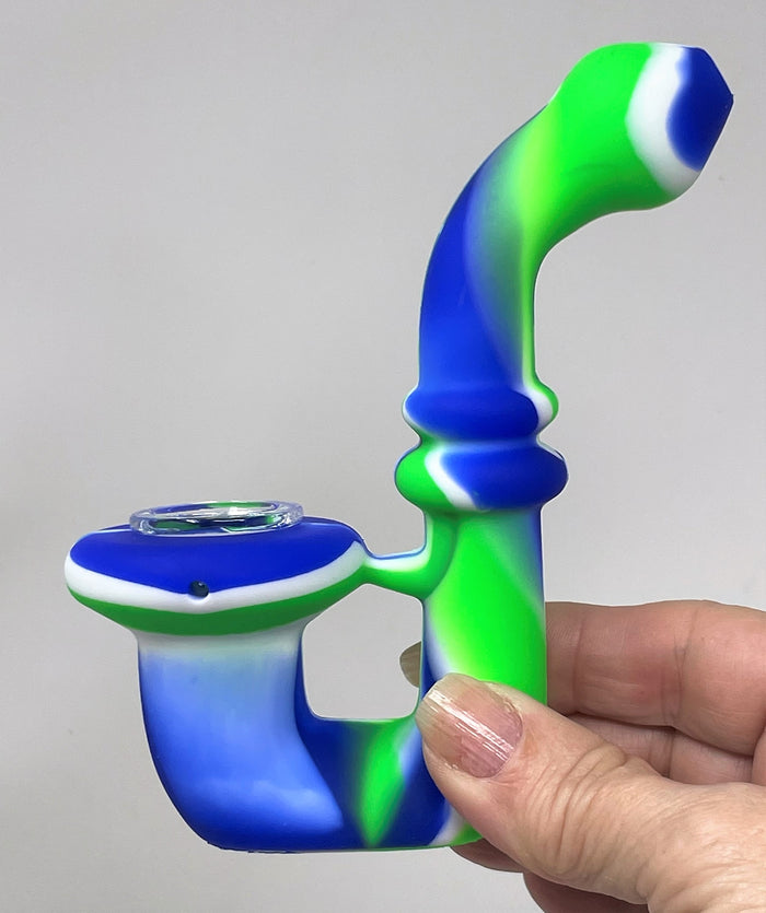 5" Silicone Sherlock Best Hand Pipe w/Thick Glass Bowl