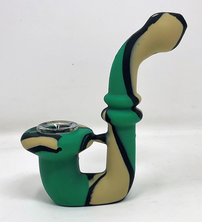 5" Silicone Sherlock Hand Pipe w/Thick Glass Bowl