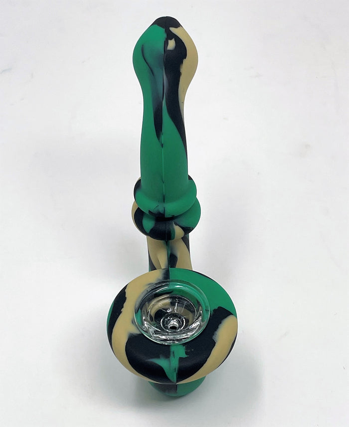5" Silicone Sherlock Hand Pipe w/Thick Glass Bowl