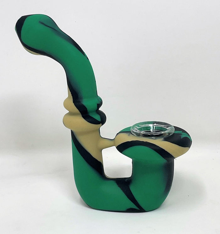 5" Silicone Sherlock Hand Pipe w/Thick Glass Bowl