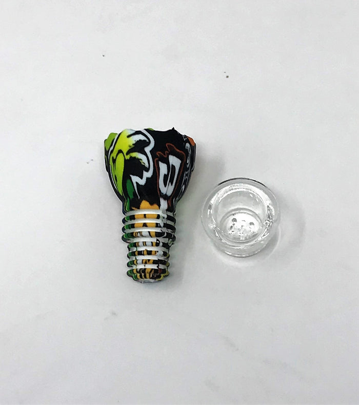 6" Cartoon Design Silicone Detachable Beaker Bong & Silicone Bowl w/Screen