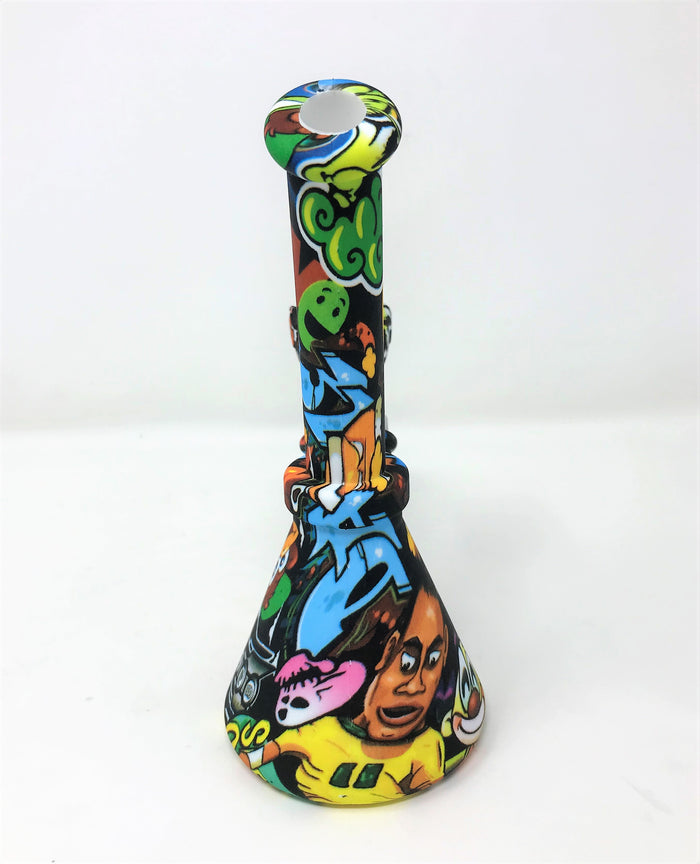 6" Cartoon Design Silicone Detachable Beaker Bong & Silicone Bowl w/Screen