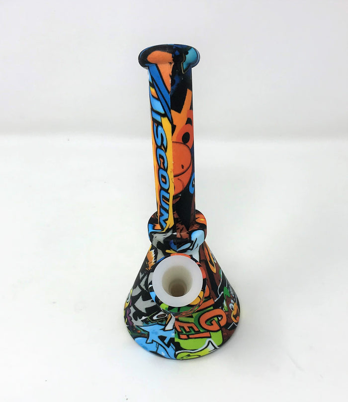 6" Cartoon Design Silicone Detachable Beaker Bong & Silicone Bowl w/Screen