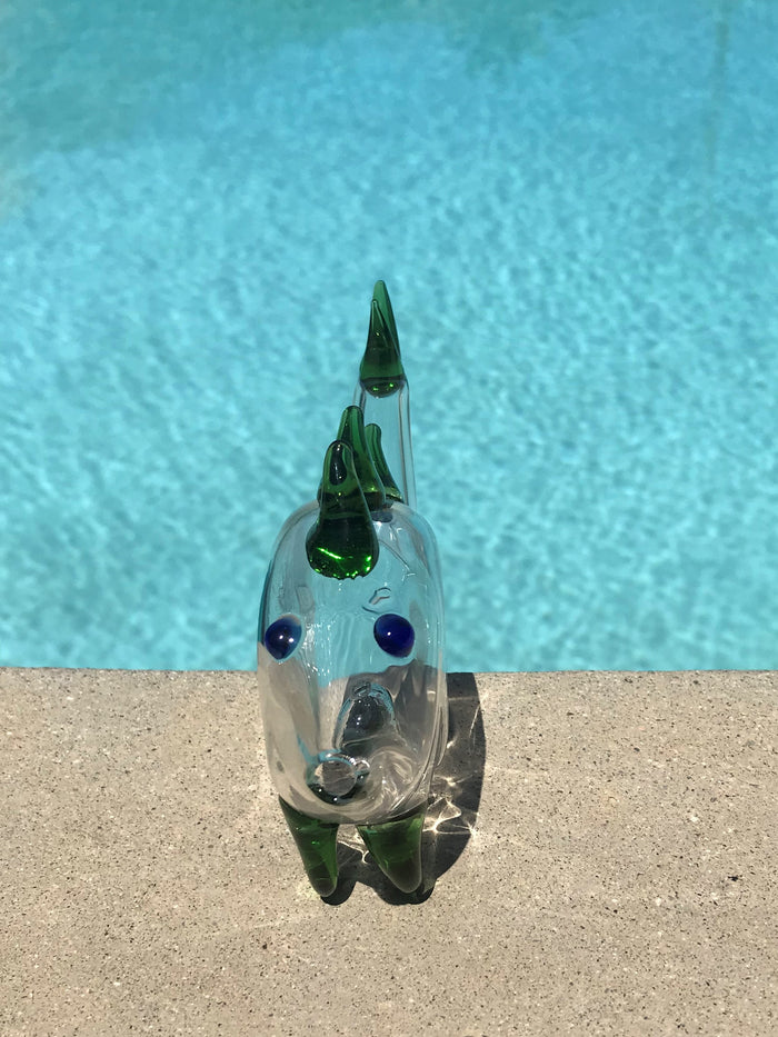 6" Collectible Handmade in Thick Glass Hand Pipe - Fish & Green Fins