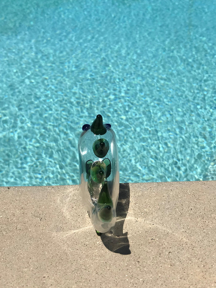 6" Collectible Handmade in Thick Glass Hand Pipe - Fish & Green Fins