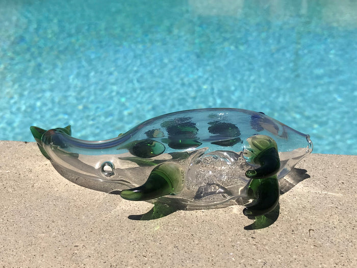 6" Collectible Handmade in Thick Glass Hand Pipe - Fish & Green Fins