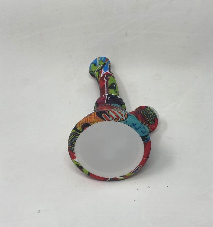7" Silicone Detachable Unbreakable Beaker Bong Graphic Design with Bowl