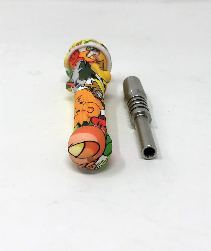 7" Silicone Honey Straw with Titanium Tip - Pickachu Design