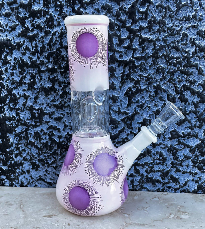 8" Glass Beaker Bong Dome Perc Ice Catchers Slide in stem with Bowl