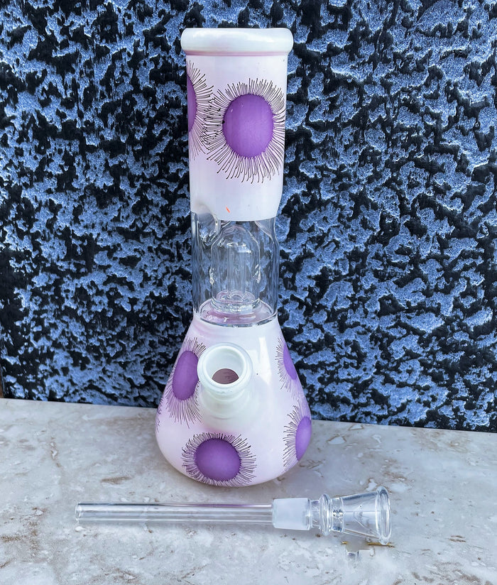8" Glass Beaker Bong Dome Perc Ice Catchers Slide in stem with Bowl