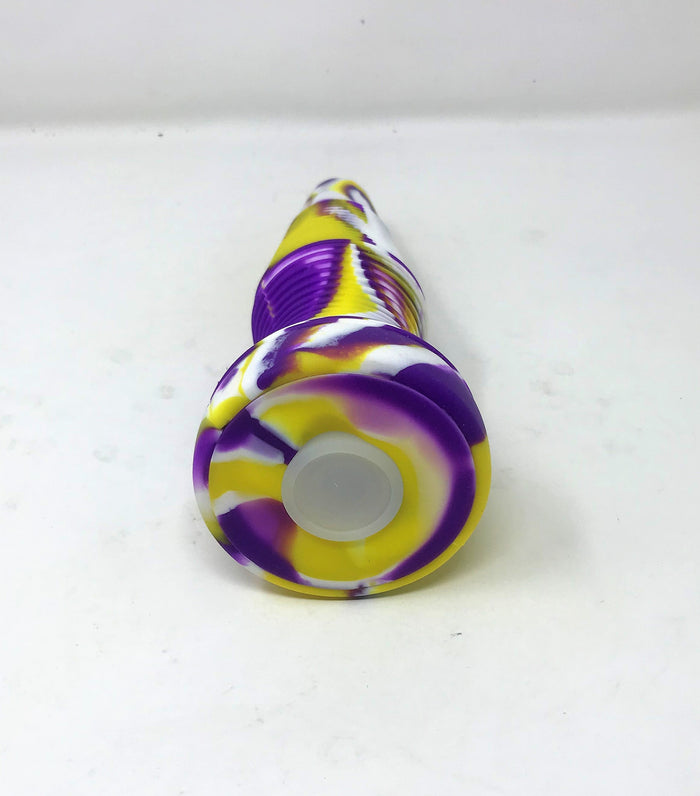 8" Laker Purple n' Gold Silicone Detachable Unbreakable Rig & Thick Glass Quartz Nail