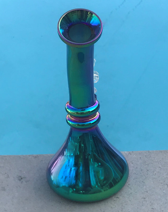 8" Metallic Look, Thick Glass Beaker Bong w/14mm bowl