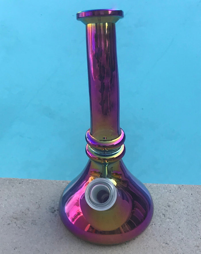 8" Metallic Look, Thick Glass Beaker Bong w/14mm bowl