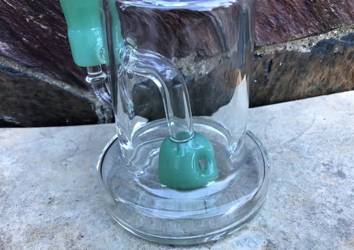 8.5" Colored Neck Thick Glass Rig Shower Perc 2 - 14mm Male Bowls