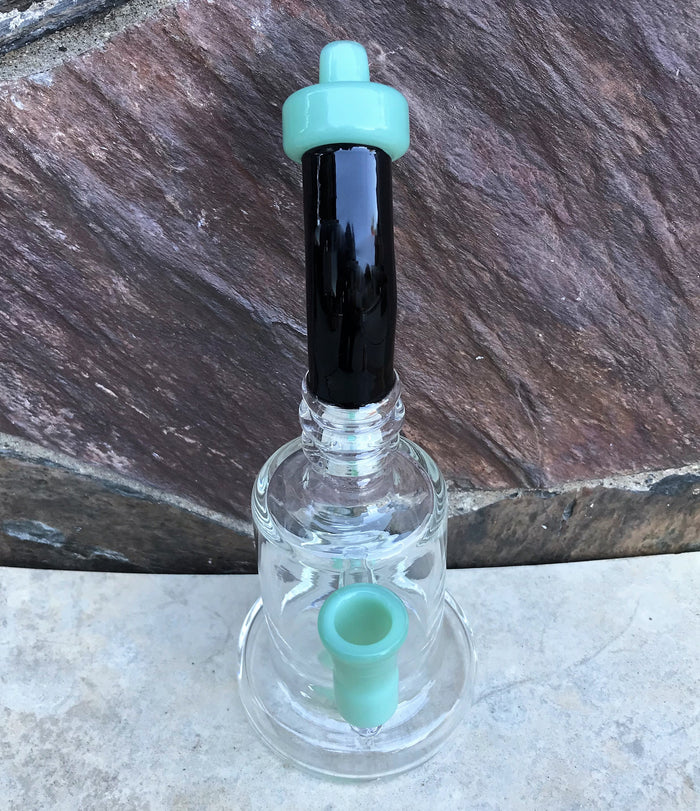 8.5" Colored Neck Thick Glass Rig Shower Perc 2 - 14mm Male Bowls