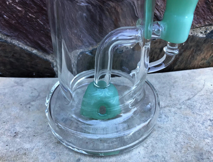 8.5" Colored Neck Thick Glass Rig Shower Perc 2 - 14mm Male Bowls
