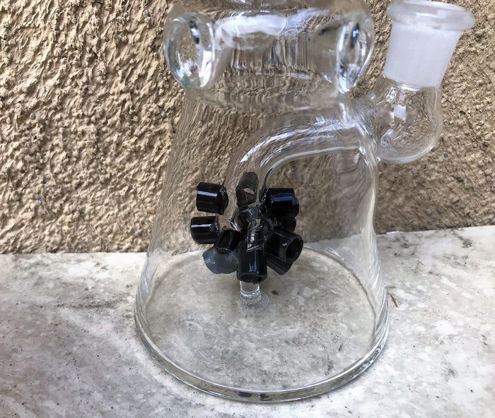 8.5" Thick Glass Beaker Rig w/Sprinkler Perc, Ice Catcher & 14mm Bowl - Black Diamond