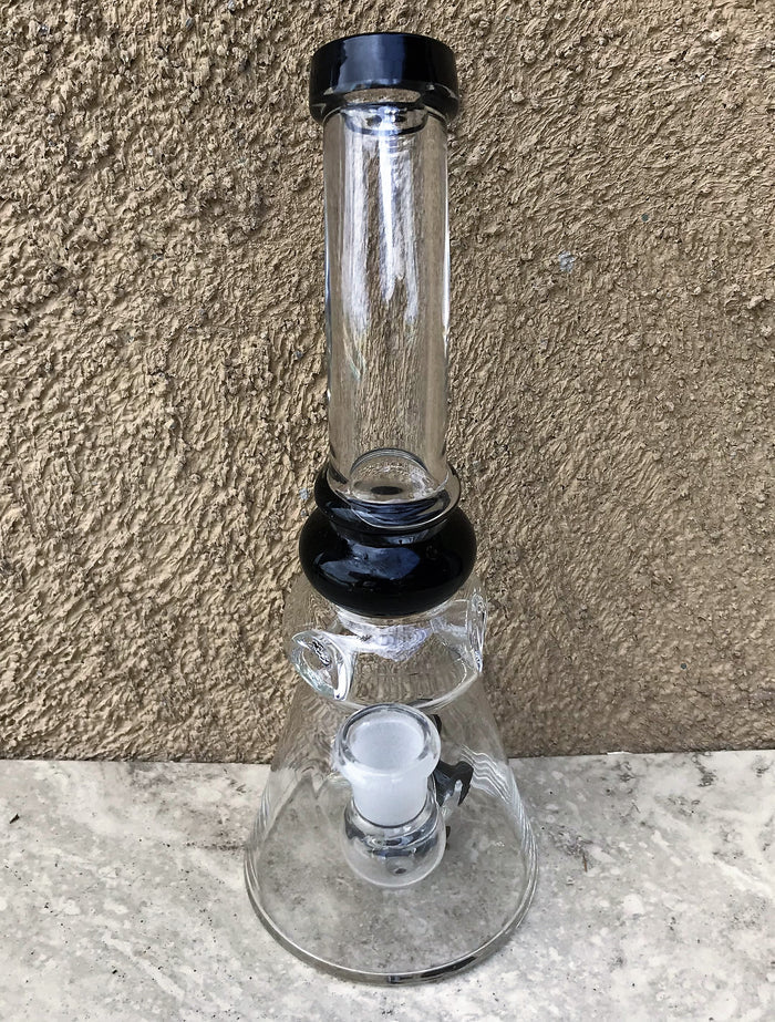 8.5" Thick Glass Beaker Rig w/Sprinkler Perc, Ice Catcher & 14mm Bowl - Black Diamond