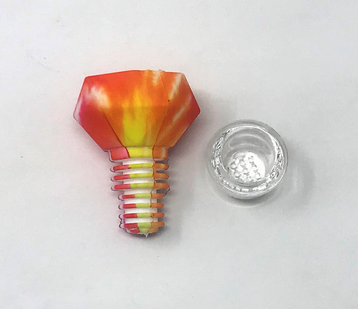 9" Tie Dye Rainbow Thick Silicone Detachable & Unbreakable Bong includes 14mm/18mm Dual Use Bowl