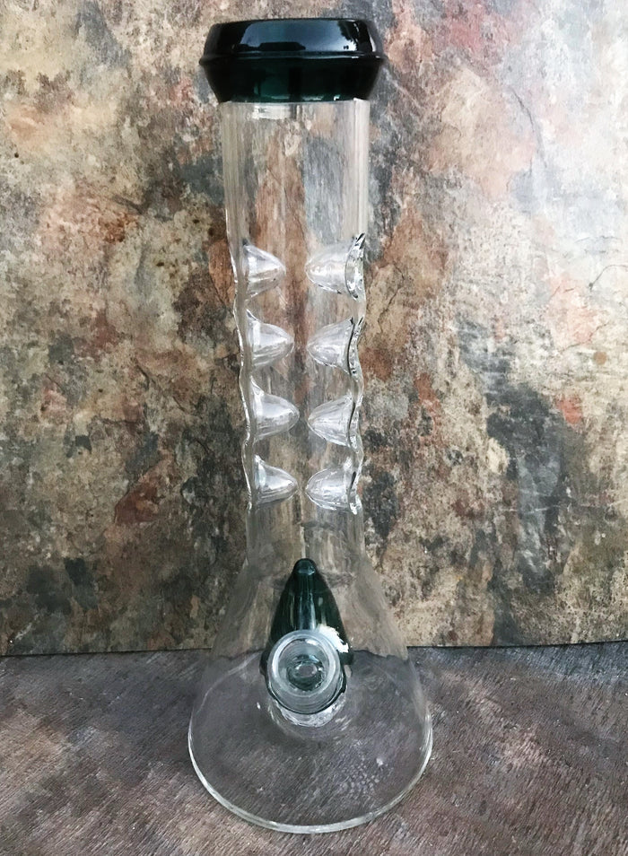 9.5” Perc & 8 Ice Catchers Glass Bong/Water Pipe + 2 - 14mm Male Bowl Sliders - Darker Hunter