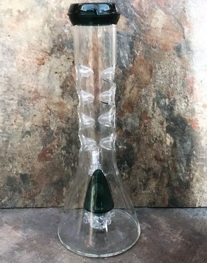 9.5” Perc & 8 Ice Catchers Glass Bong/Water Pipe + 2 - 14mm Male Bowl Sliders - Darker Hunter