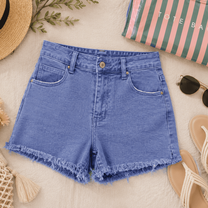 Acid Washed Frayed Cutoff Hem Shorts - 260 Broadway Boutique