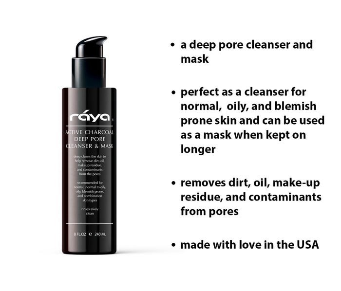 ACTIVE CHARCOAL DEEP PORE CLEANSER & MASK (121) RAYA SPA - rayaspa