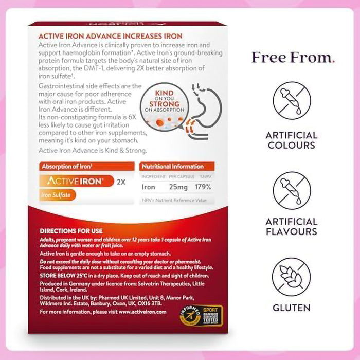 Active Iron 25mg Capsules - 30 Capsules, Minerals